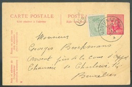 N°137 En Affr. Compl. Sur EP Roi Casqué 10c. Obl. Sc CORTENAEKEN 17-I-1921 Vers Bruxelles  - 15435 - Cartes Postales 1909-1934