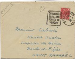 LETTRE OBLITERATION DAGUIN - DRAGUIGNAN-SON CLIMAT -GORGES DU VERDON -AFFR N° 272 -ANNEE 1930-31 - Mechanical Postmarks (Other)