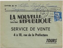 LETTRE OBLITERATION DAGUIN - JARGEAU -LOIRET - PLAGE -PECHE -CAMPING 1954 - Mechanical Postmarks (Other)