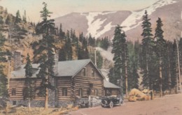 Colorado Glen Cove Pikes Peak Highway, Log Structure, Auto, C1910s Vintage Albertype Postcard - Rocky Mountains