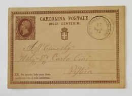 Cartolina Postale Da 10 Cent. Data 01/01/1874 (NC) Per Pistoia 17/09/1874 - Ganzsachen