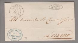 Heimat CH TI Brissago 1852-10-23 Briefhülle Nach Locarno - 1843-1852 Timbres Cantonaux Et  Fédéraux