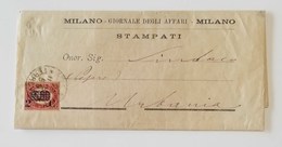 Corrispondenza Stampati Da "Giornale Degli Affari" Milano Per Urbania - 26/11/1880 Affrancata Con 5,00 Sovrast. 2c. - Dienstmarken