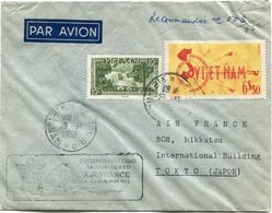 VIET-NAM LETTRE RECOMMANDEE PAR AVION AVEC CACHET "OUVERTURE DE LA LIGNE SAIGON-TOKYO...." DEPART SAIGON 25-11-1952..... - Viêt-Nam
