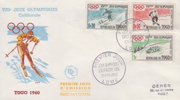 Enveloppe  FDC  1er  Jour   TOGO   Jeux  Olympiques    SQUAW   VALLEY   1960 - Hiver 1960: Squaw Valley