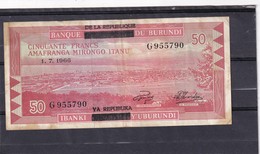 Burundi 50 Fr  1966 Overprint  Republique Over Royaume  Xf - Burundi