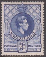 1938. SWAZILAND. Georg VI 3 D. Dark Blue Perf. 13½ X 13  (MICHEL 31bA) - JF136072 - Swasiland (...-1967)