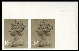 CV:€260.00 GREAT BRITAIN QII Machine 16p CORNER IMPERF.PAIR GB - Variétés, Erreurs & Curiosités