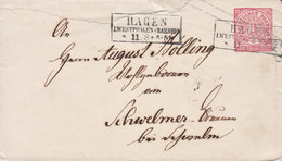 Norddeutscher Postbezirk Postal Stationery Ganzsache 1 Gr. Umschlag Boxed Cds. HAGEN I. Westphalen (BAHNHF) 1868? - Postwaardestukken