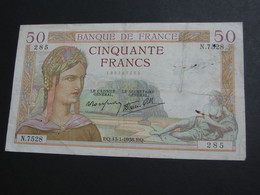 50 Cinquante Francs - CERES Type 1933 Modifié - 13-1-1938     **** EN ACHAT IMMEDIAT **** - 50 F 1934-1940 ''Cérès''