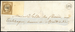 O 10c. Bistre-brun Avec Grand BdeF Obl. ''OR'' S/lettre Presque Complète à Destination De MONTARDIER. Trait De Plume Dan - 1849-1850 Cérès