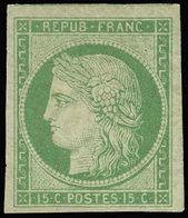 (*) 15c. Vert. Grandes Marges. Gomme étalée. SUP. - 1849-1850 Ceres