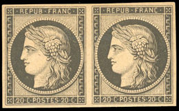 * Paire Du 20c. Noir S/jaune. Réimpression. SUP. - 1849-1850 Ceres