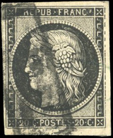 O 20c. Obl. Rectangle Noir De BEZIERS. SUP. RR. - 1849-1850 Cérès