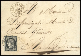 O 20c. Noir S/blanc Obl. CàD Type 15 Du 1er Janvier 1849 PUY EN VELAY S/lettre Avec Répétition Du Cachet à Destination D - 1849-1850 Ceres