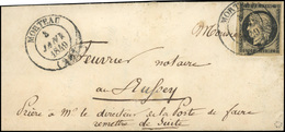 O 20c. Noir Obl. Grand CàD Type 14 De MORTEAU Du 3 Janvier 1849 S/lettre Avec Répétition Du Cachet. TB. - 1849-1850 Cérès