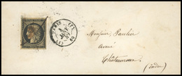 O 20c. Noir Obl. Plume S/lettre Frappée Du CàD De Paris Bureau ''J'' Du 4 Janvier 1849 à Destination De CHATEAUROUX. Les - 1849-1850 Cérès