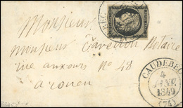 O 20c. Obl. CàD Type 13 De CAUDEBEC Du 4 Janvier 1849 S/lettre Avec Répétition Du Cachet à Destination De ROUEN. SUP. - 1849-1850 Cérès