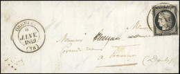 O 20c. Noir CàD Type 14 De ORGELET Du 6 Janvier 1849 S/lettre Avec Répétition Du CàD à Destination De BESANCON. 13 Lettr - 1849-1850 Ceres