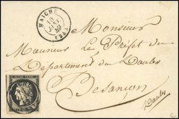 O 20c. Noir Obl. CàD Type 15 De MAICHE Du 10 Janvier 1849 S/lettre Avec Répétition Du CàD à Destination Du DOUBS. SUP. - 1849-1850 Cérès