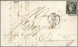 O 20c. Noir Obl. Grille S/lettre Frappée Du CàD De PARIS Type 15 Du 12 Janvier 1849 à Destination De COMMERCY. SUP. - 1849-1850 Cérès