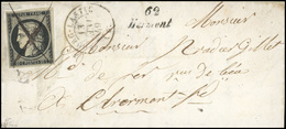 O 20c. Noir Obl. Plume S/lettre Frappée De La Cursive ''62'' HERMENT Et Du CàD De BOURG-LASTIC Du 13 Janvier 1849 à Dest - 1849-1850 Ceres