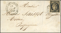 O 20c. Obl. Plume + CàD Type 14 De SAINT-PAUL DE FENOUILLET Du 13 Janvier 1849 S/lettre Avec Répétition Du CàD à Destina - 1849-1850 Ceres