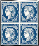 (*) 25c. Bleu Foncé. Bloc De 4. Fraîcheur Postale. TB. - 1849-1850 Ceres