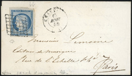 O 25c. Bleu, Avec Variété D'impression Du Cadre, Petit BdeF Obl. Grille S/lettre Frappée Du CàD De CHANTILLY Du 17 Août  - 1849-1850 Cérès