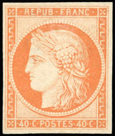 * 40c. Orange. Grande Fraîcheur. Gomme Blanche. SUP. R. - 1849-1850 Cérès