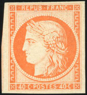 * 40c. Orange Vif. Amorce D'un Voisin. SUP. R. - 1849-1850 Cérès