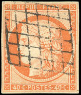 O 40c. Orange. Obl. Grille Légère. TB. - 1849-1850 Cérès