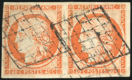 O Paire Du 40c. Orange. Obl. Grille. TB. - 1849-1850 Cérès