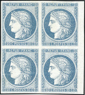 * 20c. Bleu Sur Azuré. Bloc De 4. BdeF. SUP. - 1849-1850 Ceres