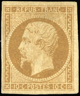 * 10c. Bistre-jaune. Grandes Marges. Réparé Mais Beau D'aspect. - 1852 Louis-Napoleon