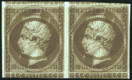 (*) Essai. 1c. Mordoré. Double Impression Dont Une Renversée. TB. - 1853-1860 Napoleon III