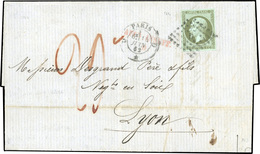 O 1c. Olive Obl. Losange ''D'' S/lettre Frappée Du CàD De PARIS Du 14 Juin 1862 à Destination De LYON. Lettre Taxée à La - 1853-1860 Napoléon III.