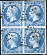 O 20c. Bleu. Bloc De 4. Obl. TB. - 1853-1860 Napoléon III