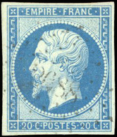 O 20c. Bleu S/vert. Obl. PC Très Légère. SUP. - 1853-1860 Napoléon III.