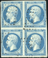 O 20c. Bleu Sur Vert. Bloc De 4. OBl. Rare En Bloc. B. - 1853-1860 Napoleon III