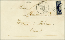 O Coupé Vertical Du 20c. Bleu Foncé Obl. PC1968 S/fragment De Lettre Frappée Du CàD De MERU Du 11 Septembre 1856 à Desti - 1853-1860 Napoleon III