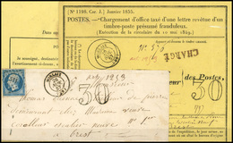 O 20c. Bleu Obl. S/lettre Frappée Du CàD De MORLAIX Du 26 Novembre 1857 à Destination De BREST. Timbre Ayant Déjà Servi  - 1853-1860 Napoléon III.