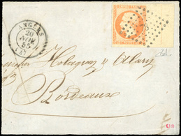 O 40c. Jaune-orange, Avec Ligne D'encadrement Sur Le BdeF Droit Obl. Losange PC 78 S/devant De Lettre Frappée Du CàD D'A - 1853-1860 Napoleon III