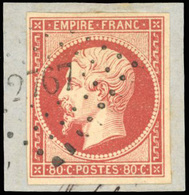O 80c. Vermillon. Obl. PC Légère S/petit Fragment. SUP. - 1853-1860 Napoleone III