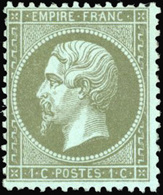 ** 1c. Olive. Décentré. B. - 1862 Napoleon III