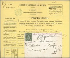 O 1c. Olive S/lettre Frappée Du CàD De DENAIN Du 18 Avril 1869 à Destination De BRILLON. Timbre Ayant Déjà Utilisé Avec  - 1862 Napoléon III.