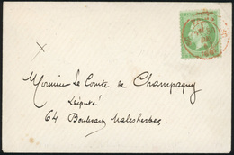 O 5c. Vert Obl. S/lettre Locale Frappée Du CàD Rouge De PARIS SC (60) Du 30 Décembre 1867.Usage Rarissime De Ce Cachet S - 1862 Napoleone III