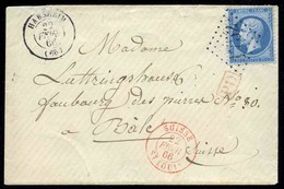 O 20c. Empire Dentelé, Obl. GC 1752 S/lettre Frappée Du CàD D'HABSHEIM Du 22 Février 1866 à Destination De BALE. Cachet  - 1862 Napoléon III.