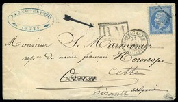 O 20c. Sur Lettre Obl De MOSTAGANEM, Marque B.M. Encadré. TB - 1862 Napoleon III