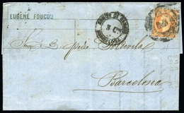 O 40c. (Déf.) Obl. S/lettre Frappée Du CàD ADMON DE CAMBON à Destination De BARCELONE. B. - 1862 Napoléon III.